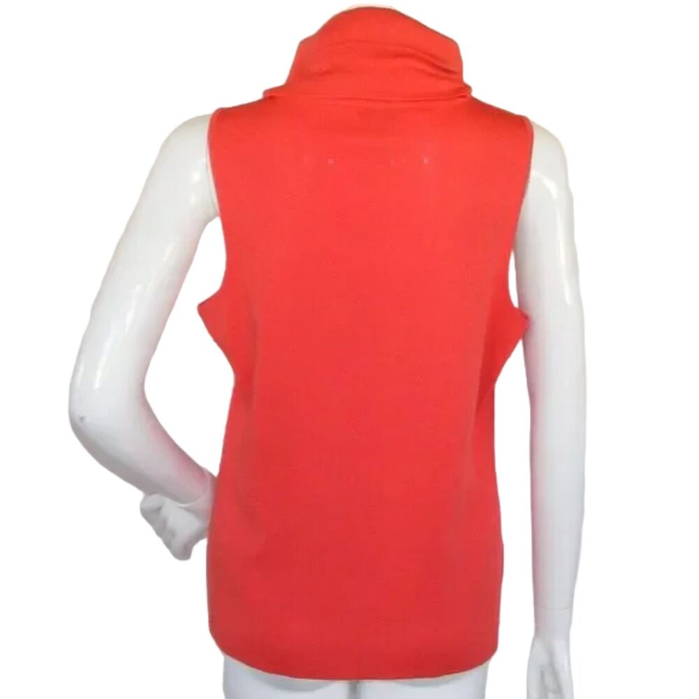 MISOOK Top, L, Sleeveless, Cowl neck, Acrylic, Exclusively Red orange - Picture 4 of 8